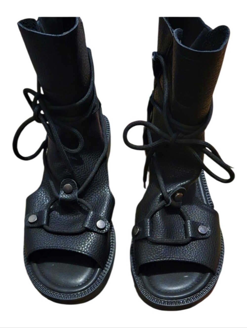 Women’s Black Lace-Up Open-Toe Sandals